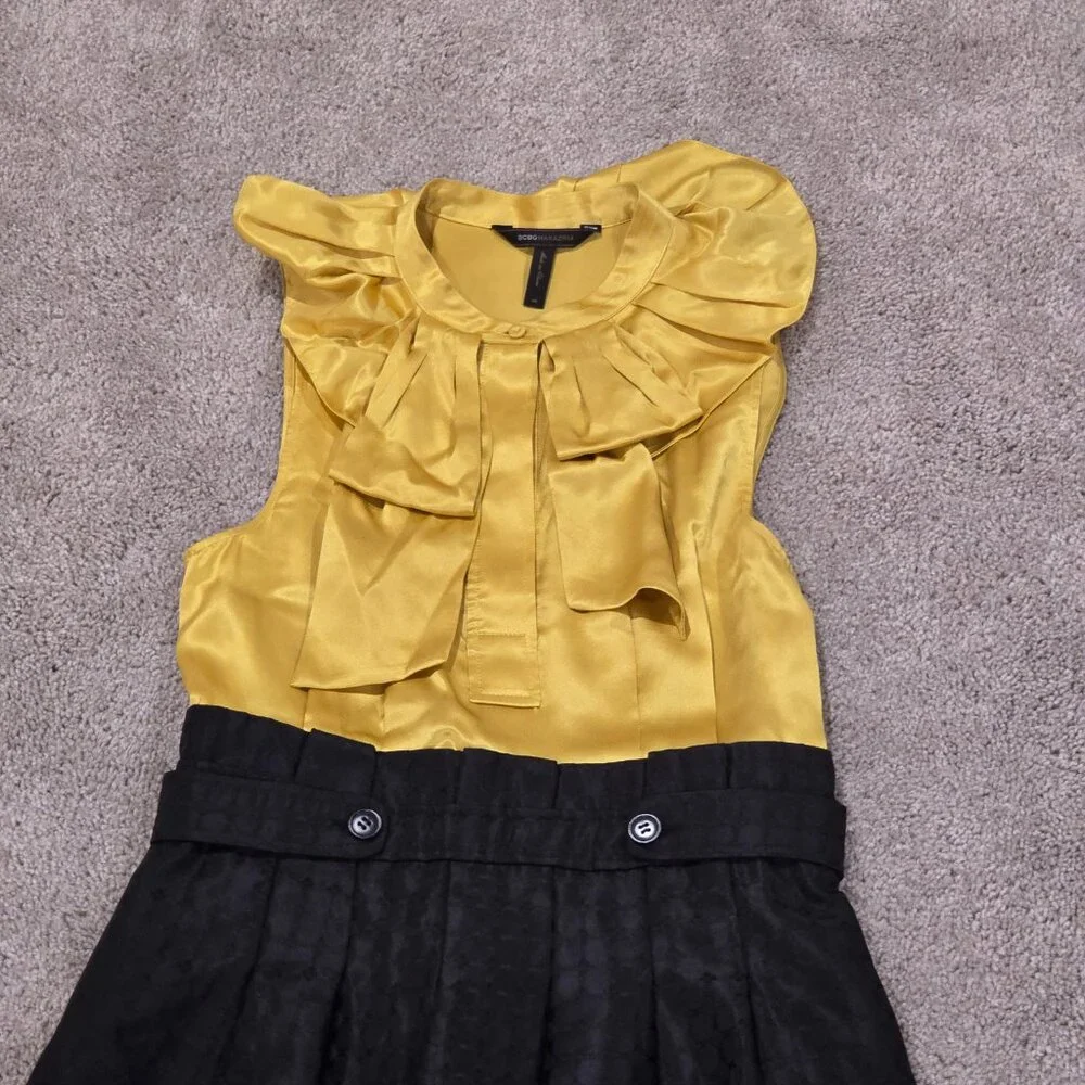 BCBG Max Azria | Sleeveless Career Dress | Yellow and Black | Size 4 - Picture 3 of 12